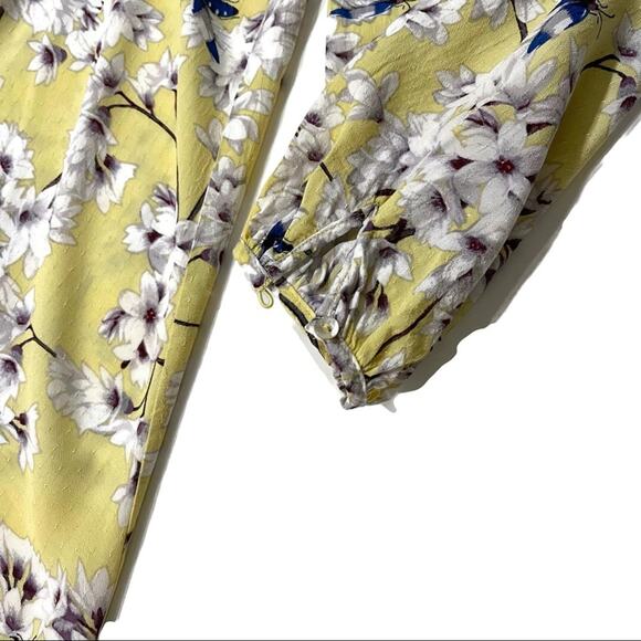 ANNA GLOVER x H&M Yellow Floral Print Midi Dress Size 4 Long Sleeve - Picture 9 of 9